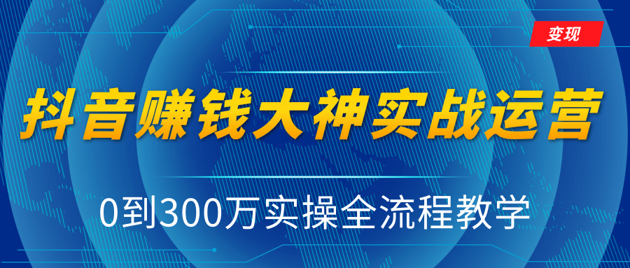 抖音赚钱大神实战运营教程，0到300万实操全流程教学，抖音独家变现模式 - 网赚资源网-网赚资源网