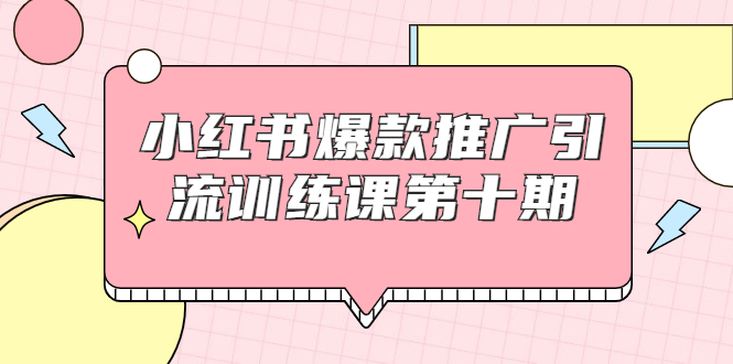 小红书爆款推广引流训练课第十期，手把手带你玩转小红书，轻松月入过万 - 网赚资源网-网赚资源网