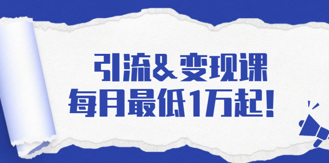 引流&变现课：分享一整套流量方法以及各个渠道收入，每月最低1万起！ - 网赚资源网-网赚资源网