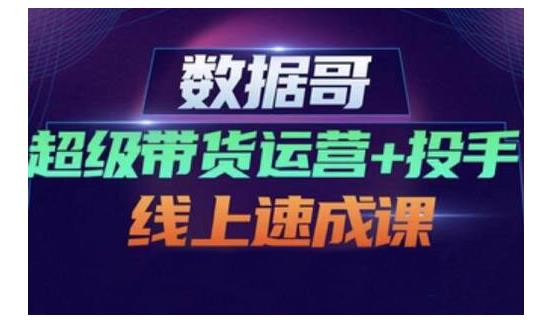 数据哥·超级带货运营+投手线上速成课，快速提升运营和熟悉学会投手技巧 - 网赚资源网-网赚资源网