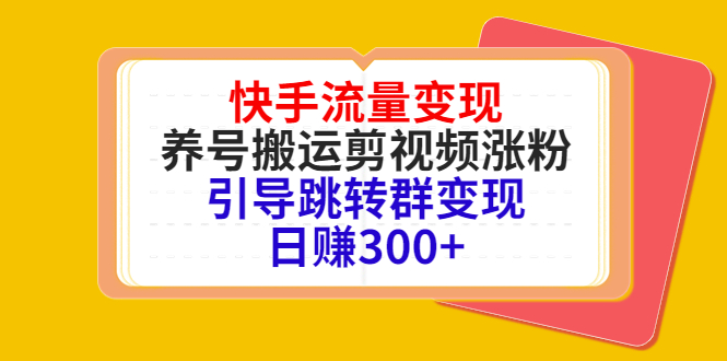 快手流量变现，养号搬运剪视频涨粉，引导跳转群变现日赚300+ - 网赚资源网-网赚资源网