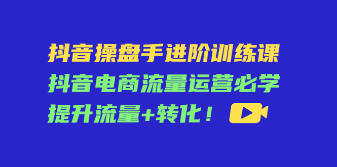 抖音操盘手进阶训练课：抖音电商流量运营必学，提升流量+转化 - 网赚资源网-网赚资源网