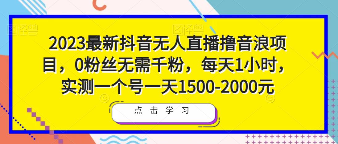 2023最新抖音无人直播撸音浪项目，0粉丝无需千粉，每天1小时，实测一个号一天1500-2000元 - 网赚资源网-网赚资源网