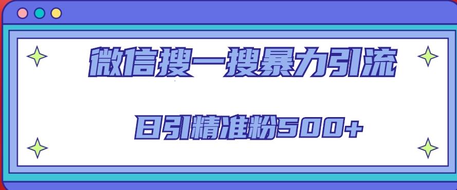 微信搜一搜引流全系列课程，日引精准粉500+（8节课） - 网赚资源网-网赚资源网