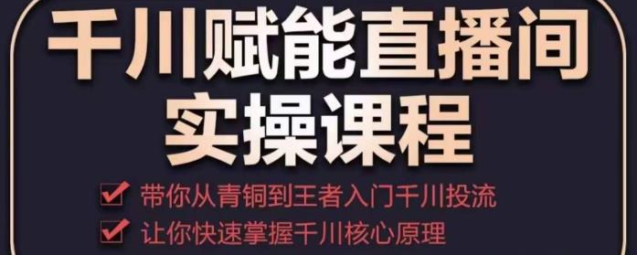 千川赋能直播间实操课程，带你从青铜到王者的入门千川投流，让你快速掌握千川核心原理 - 网赚资源网-网赚资源网