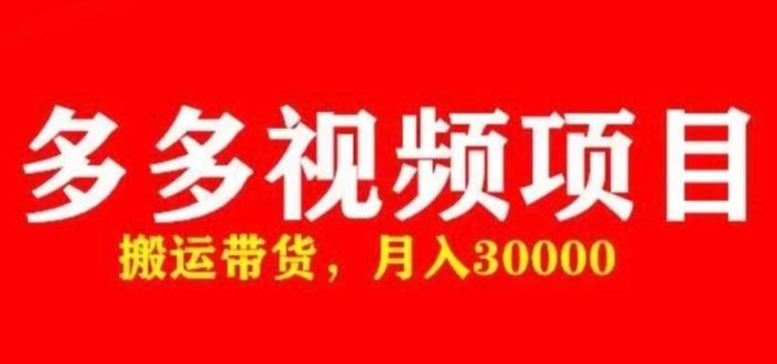 多多带货视频快速50爆款拿带货资格，搬运带货，月入30000【全套脚本+详细玩法】 - 网赚资源网-网赚资源网