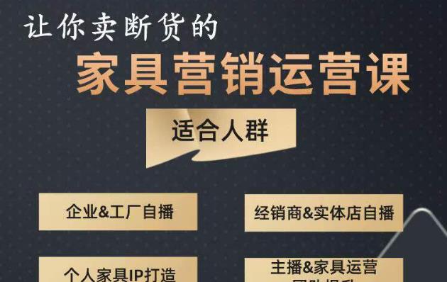 让你卖断货的家具营销运营课，打造高销量家具账号（短视频+直播+人物IP） - 网赚资源网-网赚资源网