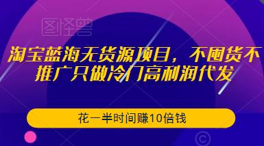 淘宝蓝海无货源项目，不囤货不推广只做冷门高利润代发，花一半时间赚10倍钱 - 网赚资源网-网赚资源网