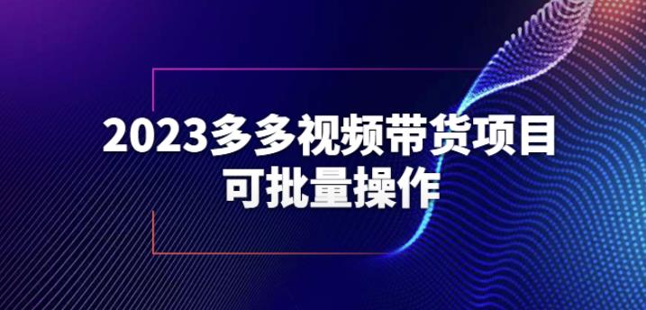 2023多多视频带货项目，可批量操作【保姆级教学】【揭秘】 - 网赚资源网-网赚资源网