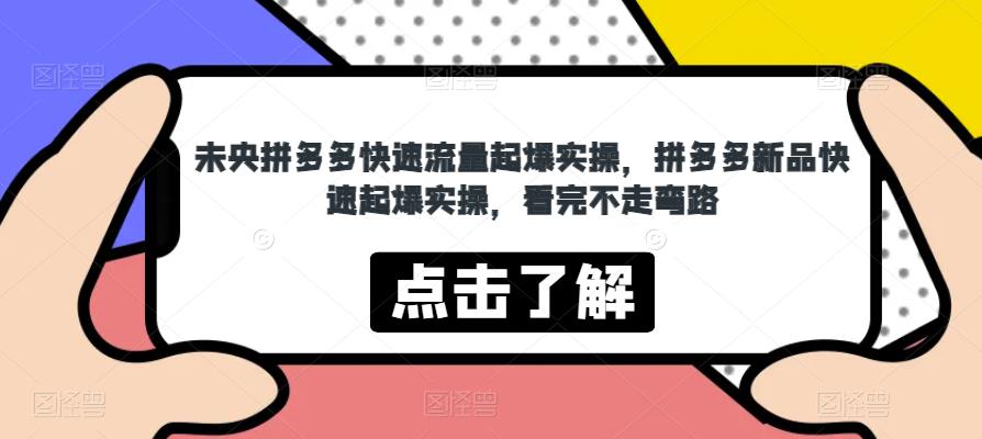 未央拼多多快速流量起爆实操，拼多多新品快速起爆实操，看完不走弯路 - 网赚资源网-网赚资源网