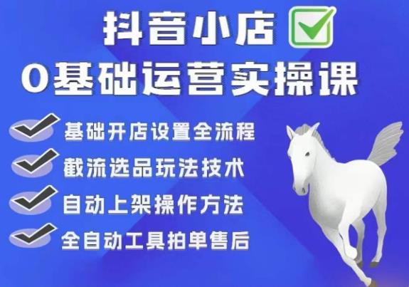 白马电商·0基础抖店运营实操课，基础开店设置全流程，截流选品玩法技术 - 网赚资源网-网赚资源网