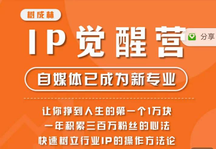 树成林·IP觉醒营，快速树立行业IP的操作方法论，让你赚到人生的第一个1万块 - 网赚资源网-网赚资源网