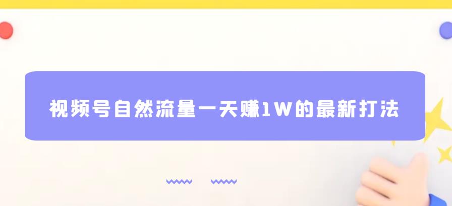 视频号自然流量一天赚1W的最新打法，基本0投资【揭秘】 - 网赚资源网-网赚资源网