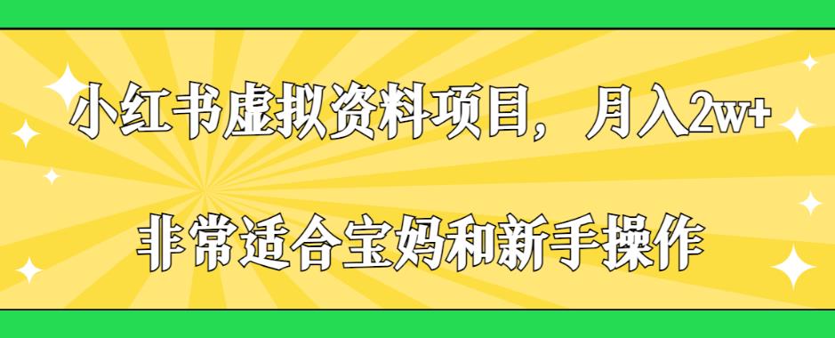 小红书虚拟资料项目，月入2w+，非常适合宝妈和新手操作【揭秘】 - 网赚资源网-网赚资源网