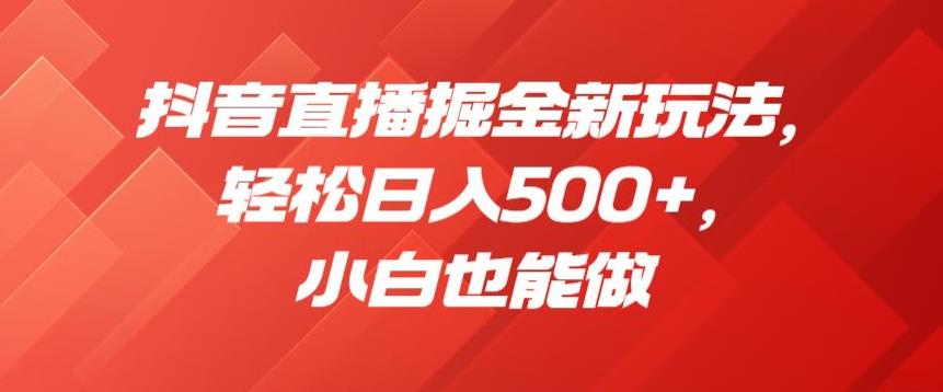 抖音直播掘金新玩法，轻松日入500+，小白也能做【揭秘】 - 网赚资源网-网赚资源网