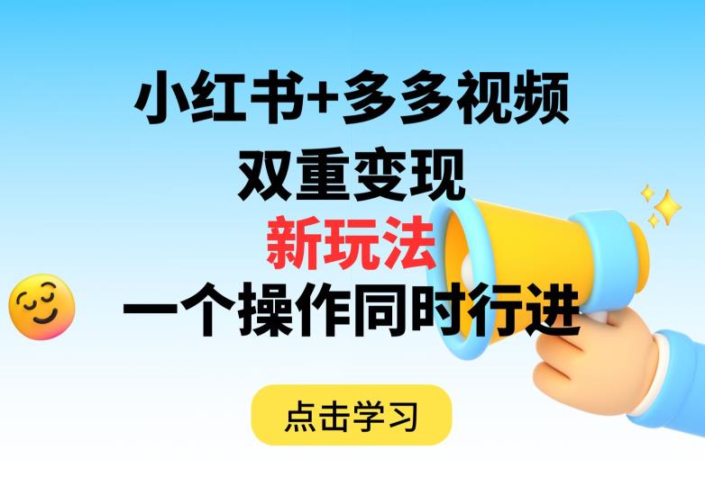 多多视频+小红书，双重变现新玩法，可同时进行【揭秘】 - 网赚资源网-网赚资源网