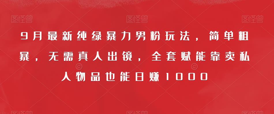 9月最新纯绿暴力男粉玩法，简单粗暴，无需真人出镜，全套赋能靠卖私人物品也能日赚1000 - 网赚资源网-网赚资源网