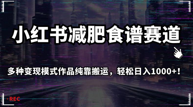 小红书减肥食谱赛道，多种变现模式作品纯靠搬运，轻松日入1000+！【揭秘】 - 网赚资源网-网赚资源网