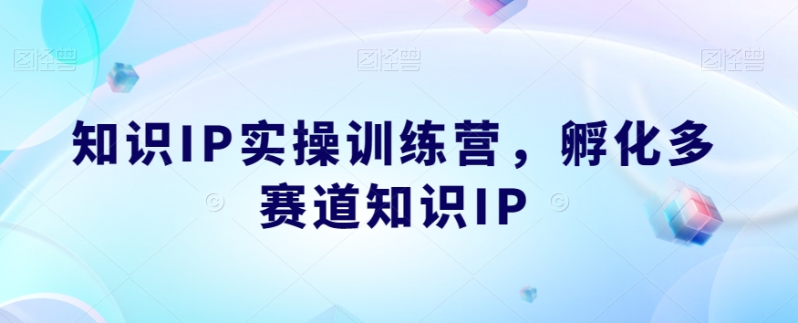 知识IP实操训练营，​孵化多赛道知识IP - 网赚资源网-网赚资源网