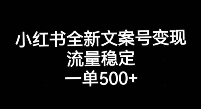 小红书全新文案号变现，流量稳定，一单收入500+ - 网赚资源网-网赚资源网