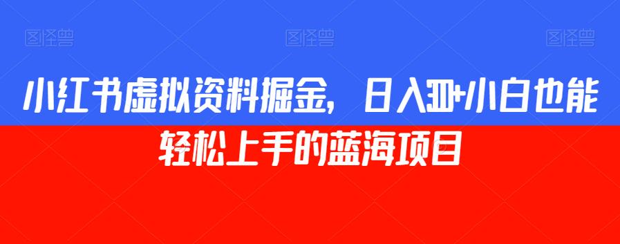 小红书虚拟资料掘金，日入300+小白也能轻松上手的蓝海项目【揭秘】 - 网赚资源网-网赚资源网