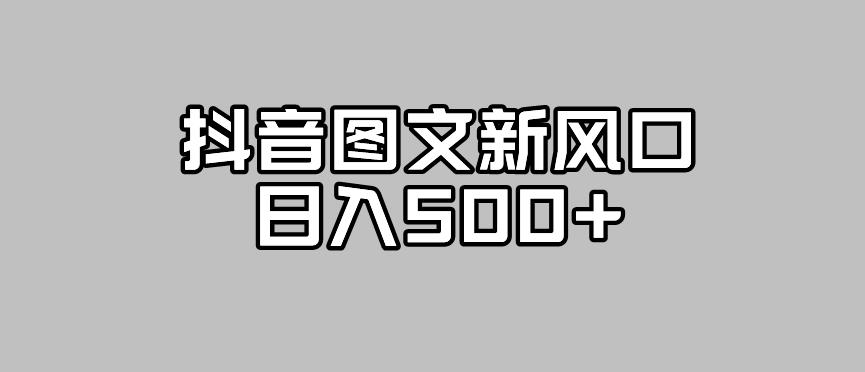 抖音图文最新风口，流量扶持非常高，日入500+【揭秘】 - 网赚资源网-网赚资源网