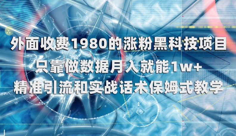 外面收费1980的涨粉黑科技项目，只靠做数据月入就能1w+【揭秘】 - 网赚资源网-网赚资源网