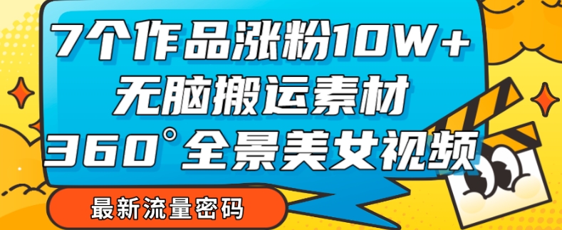 7个作品涨粉10W+，无脑搬运素材，全景美女视频爆款玩法分享【揭秘】 - 网赚资源网-网赚资源网