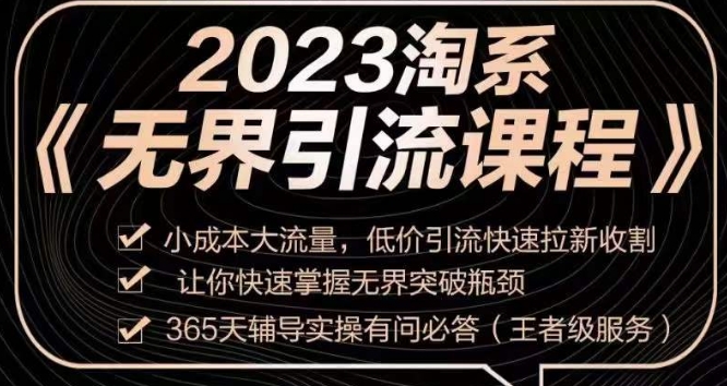 2023淘系无界引流实操课程，​小成本大流量，低价引流快速拉新收割，让你快速掌握无界突破瓶颈 - 网赚资源网-网赚资源网