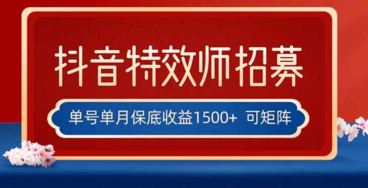 全网首发抖音特效师最新玩法，单号保底收益1500+，可多账号操作，每天操作十分钟【揭秘】 - 网赚资源网-网赚资源网