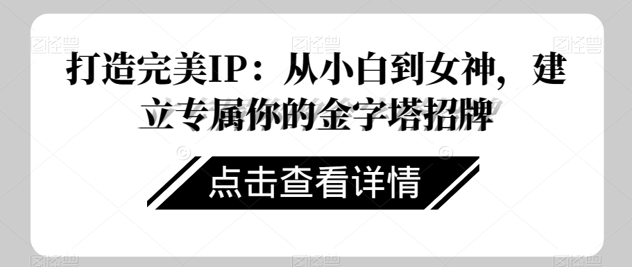 打造完美IP：从小白到女神，建立专属你的金字塔招牌 - 网赚资源网-网赚资源网