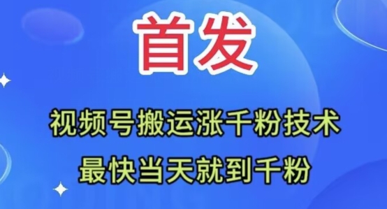 全网首发：视频号无脑搬运涨千粉技术，最快当天到千粉【揭秘】 - 网赚资源网-网赚资源网