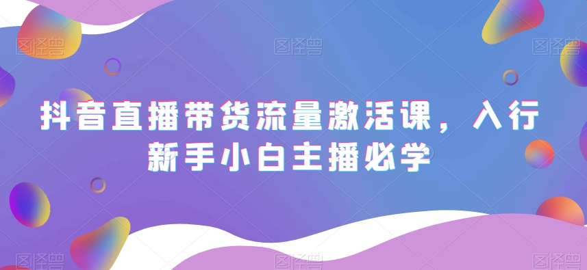 抖音直播带货流量激活课，入行新手小白主播必学 - 网赚资源网-网赚资源网