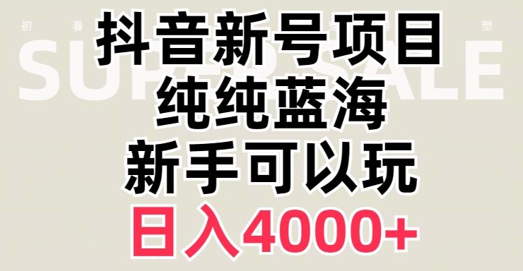 抖音蓝海赛道，必须是新账号，日入4000+【揭秘】 - 网赚资源网-网赚资源网