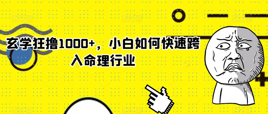 玄学狂撸1000+，小白如何快速跨入命理行业【揭秘】 - 网赚资源网-网赚资源网