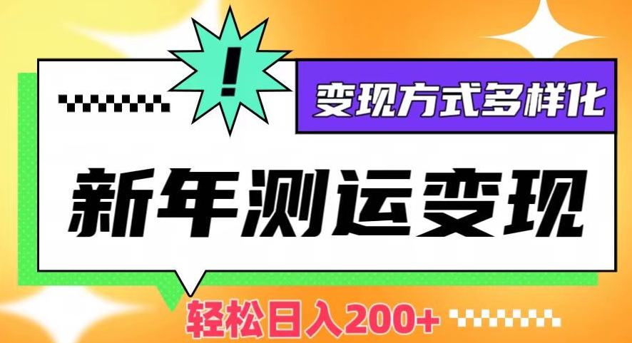 新年运势测试变现，日入200+，几分钟一条作品，变现方式多样化【揭秘】 - 网赚资源网-网赚资源网