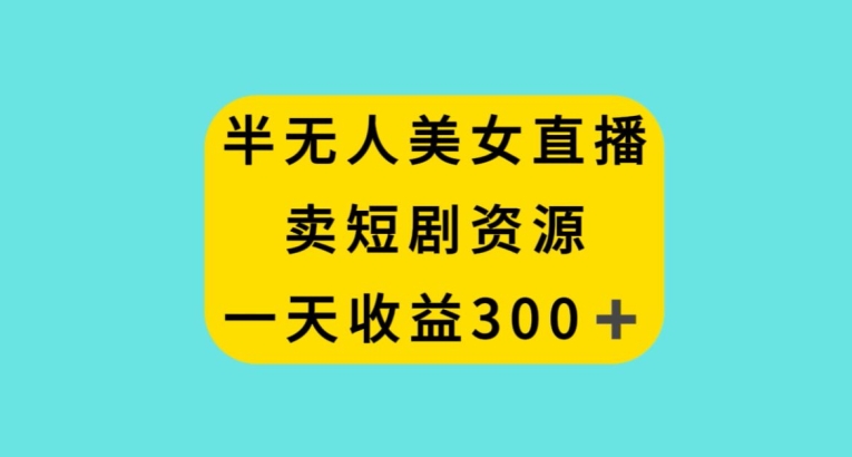 半无人美女直播，卖短剧资源，一天收益300+【揭秘】 - 网赚资源网-网赚资源网