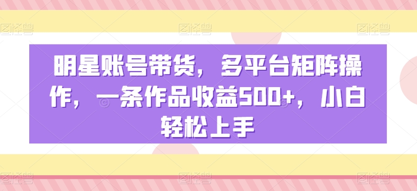 明星账号带货，多平台矩阵操作，一条作品收益500+，小白轻松上手【揭秘】 - 网赚资源网-网赚资源网