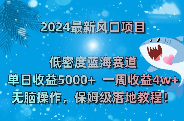 2024最新风口项目，低密度蓝海赛道，单日收益5000+，一周收益4w+！【揭秘】 - 网赚资源网-网赚资源网