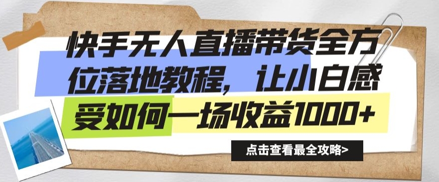 快手无人直播带货全方位落地教程，让小白感受如何一场收益1000+【揭秘】 - 网赚资源网-网赚资源网