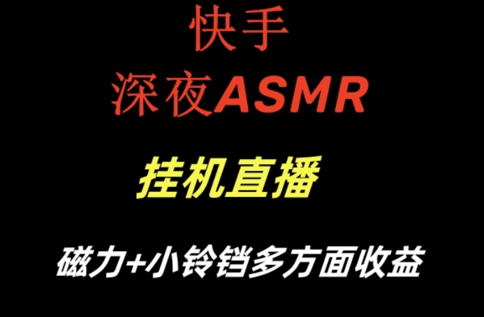 快手深夜ASMR挂机直播，磁力+小铃铛收益（附带工具和5G素材）【揭秘】 - 网赚资源网-网赚资源网