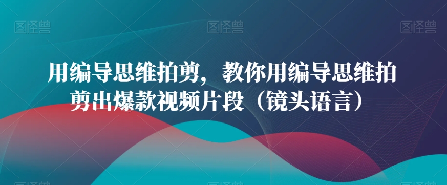 用编导思维拍剪，教你用编导思维拍剪出爆款视频片段（镜头语言） - 网赚资源网-网赚资源网