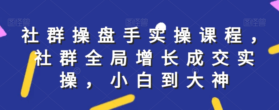 社群实操课程，社群全局增长成交实操，小白到大神 - 网赚资源网-网赚资源网