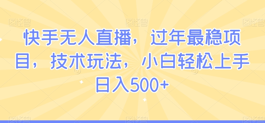 快手无人直播，过年最稳项目，技术玩法，小白轻松上手日入500+【揭秘】 - 网赚资源网-网赚资源网