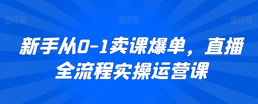 新手从0-1卖课爆单，直播全流程实操运营课 - 网赚资源网-网赚资源网