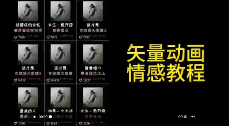 矢量动画情感教程：高点赞涨粉，适合情感、思维、创业教育等赛道 - 网赚资源网-网赚资源网