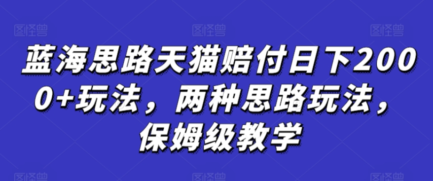 蓝海思路天猫赔付日下2000+玩法，两种思路玩法，保姆级教学【仅揭秘】 - 网赚资源网-网赚资源网