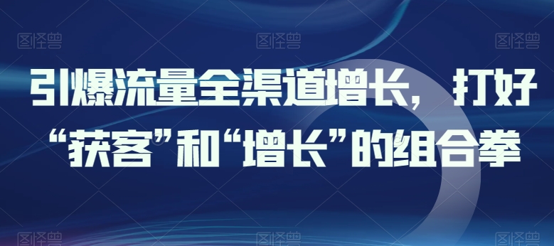 引爆流量全渠道增长，打好“获客”和“增长”的组合拳 - 网赚资源网-网赚资源网