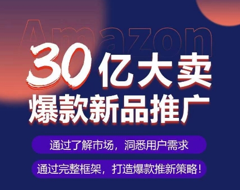 亚马逊·30亿大卖爆款新品推广，可复制、全程案例实操的爆款推新SOP - 网赚资源网-网赚资源网