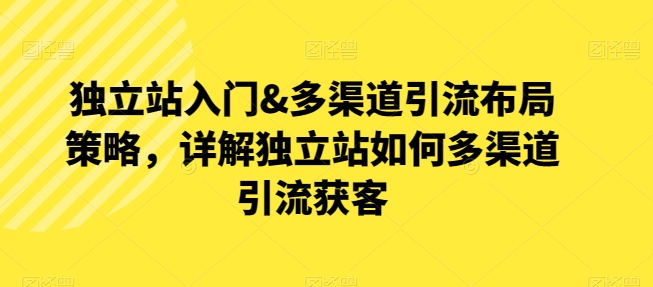 独立站入门&多渠道引流布局策略，详解独立站如何多渠道引流获客 - 网赚资源网-网赚资源网